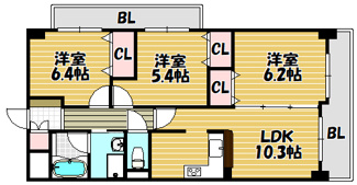 【間取り】 | ファインコート鴻池南館