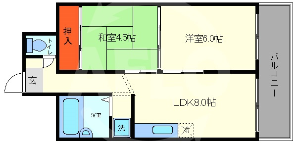ハイツ鍛冶　九条南小学校の間取り|ハイツ鍛冶　間取り