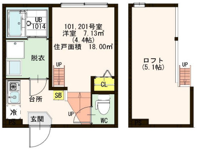 足立区一ツ家２丁目のアパートの間取り