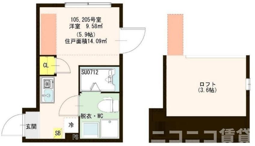 足立区千住河原町のアパートの間取り