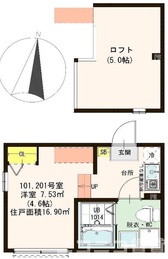 足立区梅島１丁目のアパートの間取り