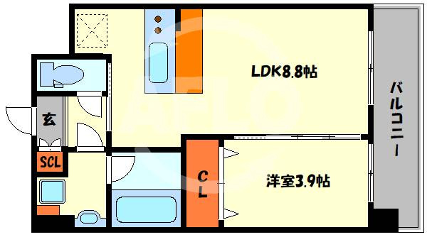 プレジオ弁天町ASIANの間取り|プレジオ弁天町ASIAN（プレジオ弁天町アジアン）　間取り