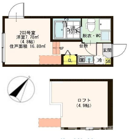 足立区竹の塚５丁目のアパートの間取り