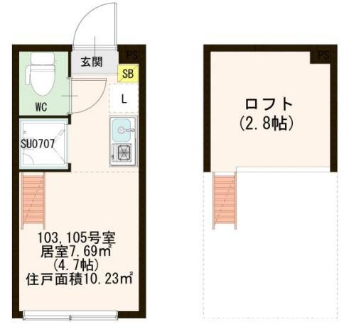 新宿区西早稲田３丁目のアパートの間取り
