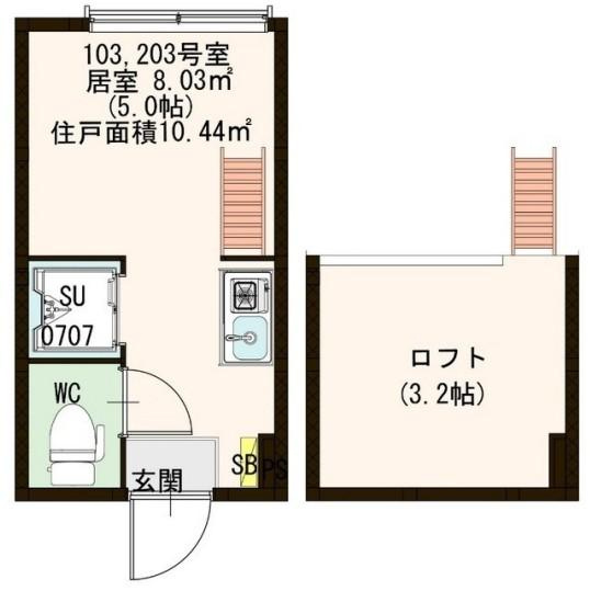 新宿区高田馬場２丁目のアパートの間取り