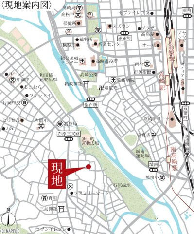 【新築】高崎市石原町第25　３号棟(全４棟)　リーブルガーデン　新築建売分譲の地図