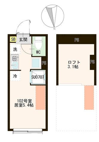 中野区若宮２丁目のアパートの間取り