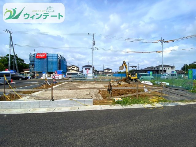 土浦市高岡2期　新築戸建　1号棟の外観|現在建築中です！お近くの同仕様内観の物件も見れますのでお気軽にお問い合わせください！