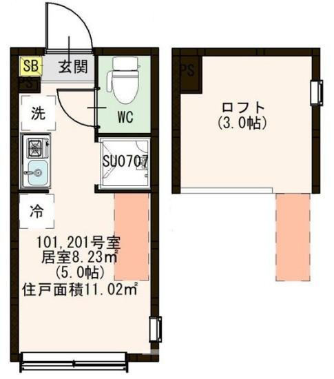 板橋区弥生町のアパートの間取り