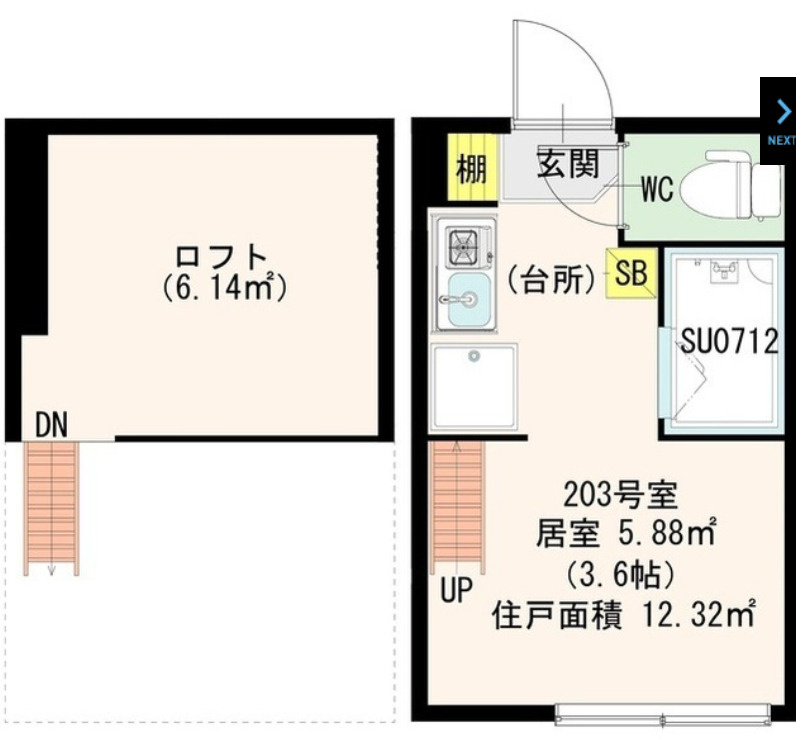 新宿区山吹町のアパートの間取り