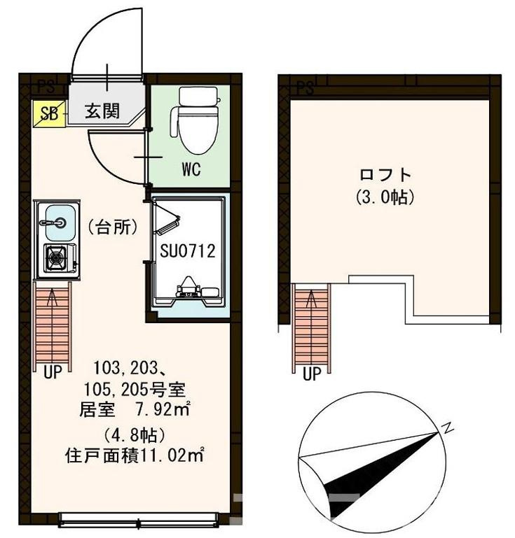 練馬区練馬３丁目のアパートの間取り