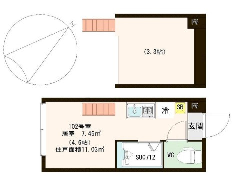豊島区池袋本町４丁目のアパートの間取り