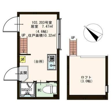 豊島区上池袋３丁目のアパートの間取り