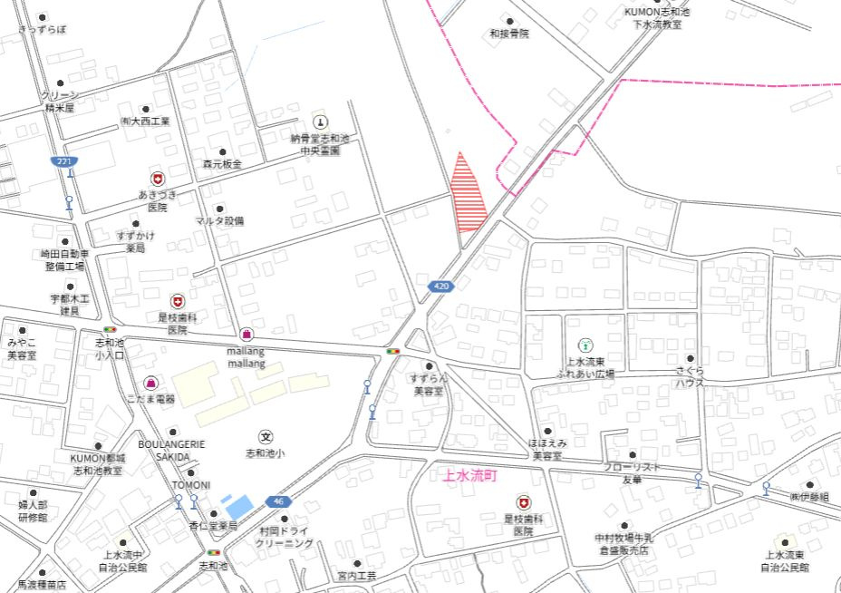 都城市上水流町の売地の土地図