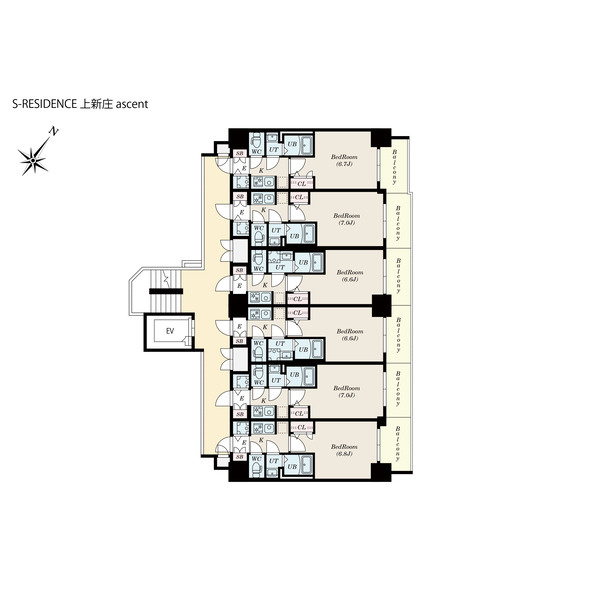 S-RESIDENCE上新庄ascentの間取り