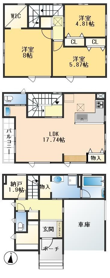 豊中市夕日丘2丁目　新築戸建の間取り