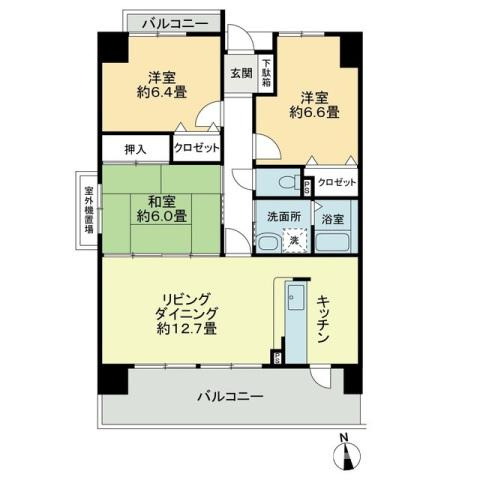 ＧＲＡＮＤＩＡ学園通りの間取り|間取図