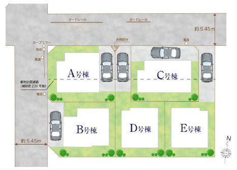 練馬区大泉学園町5丁目　高品質×耐震　ZEH水準住宅　全5棟の区画図