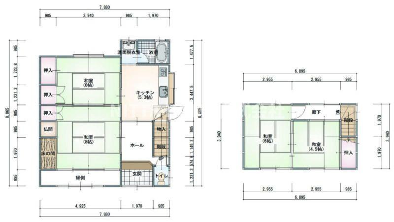 大江町借家の間取り|和室のお部屋が落ち着く４Ｋの間取りです◆