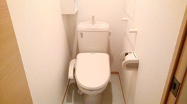 落ち着いた色調のトイレです