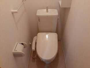 落ち着いた色調のトイレです