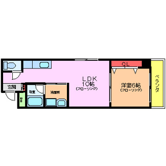 【間取り】 | シティーコート大小路 | １ＬＤＫ
