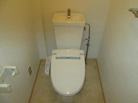 落ち着いた色調のトイレです