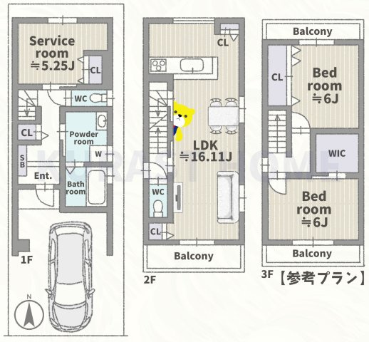 向日市寺戸町瓜生　建築条件付き土地の参考プラン