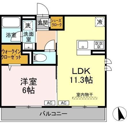 【間取り】 | レジデンスオークリーフ | 新築！1LDKの間取りです！