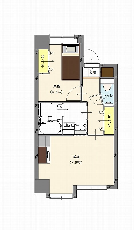 新品家具付きマンション赤坂21(KaGood福岡)の間取り|※間取りと異なる場合は現状を優先します。