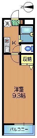 サザンコート代田の間取り|9.3帖の広めのお部屋です