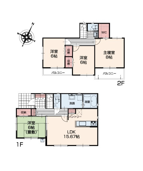 いろどりアイタウン　日立市西成沢町2丁目　23-P1　4の間取り|　
☆各部屋を最大限に広く使って頂けるよう、全居室に大容量の収納付き。全室明るい南向き、ゆったり6帖以上！二面窓で通風も良好です♪
