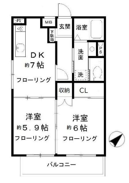八千代市八千代台東１丁目の賃貸マンションの間取り