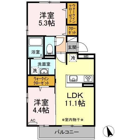 オッツ梅満Ⅱ B棟の間取り