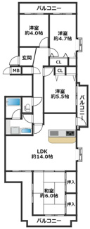 【間取り】 | コープ野村潮見台ハイツ