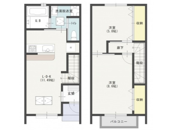 プリエ　ローザ　B号棟の間取り