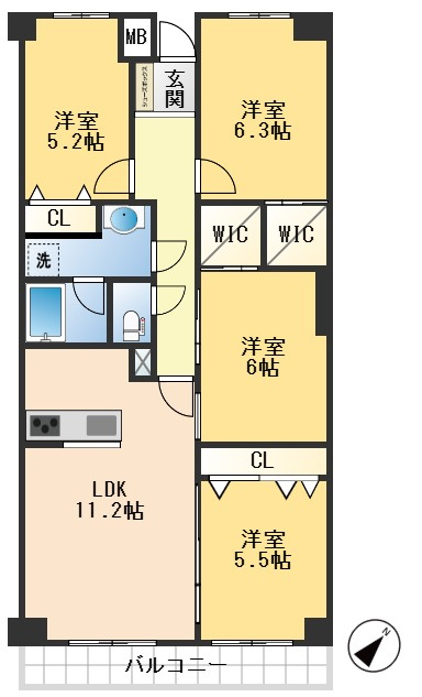千里中央パークヒルズA棟の間取り