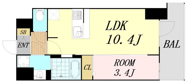S-RESIDENCE堺筋本町Deux　仲介手数料無料の間取り