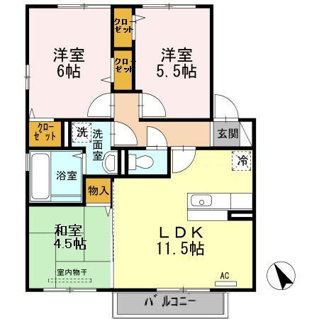 熊本市西区春日６丁目のアパートの間取り