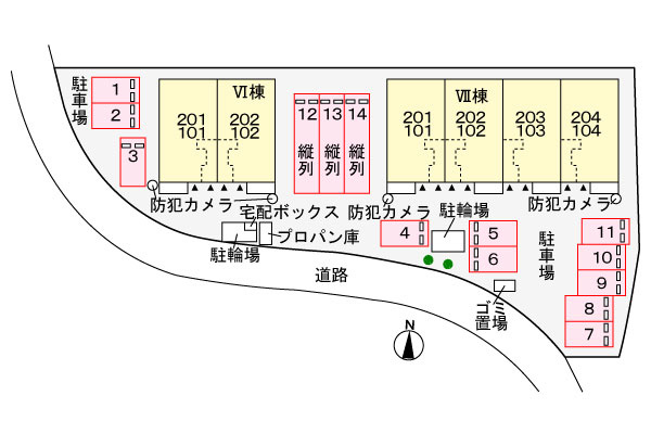 紫陽花・Ⅵの区画図|駐車場