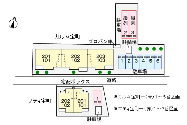 サティ宝町の区画図|駐車場