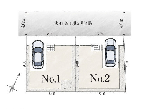 和光市南1丁目　始発駅×ZEH水準　車庫付き戸建　全2棟の区画図