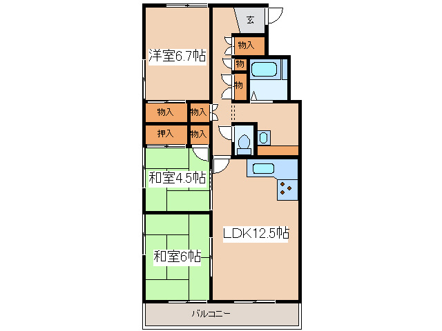リバーサイドＫＩＴＡＨＡＲＡⅡの間取り