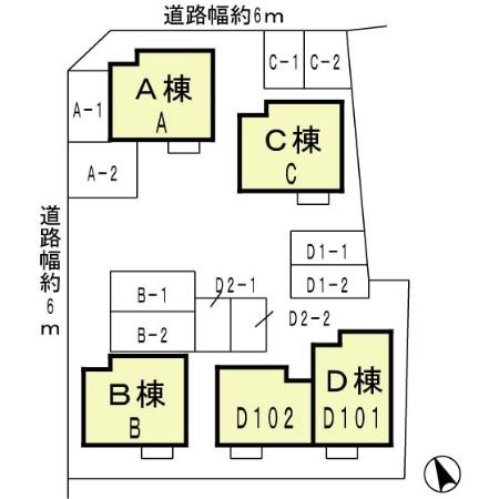 プラシードアレイB棟の区画図