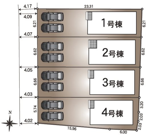 【区画図】 | あま市篠田明田51-4『仲介料無料』新築戸建て | 4号棟