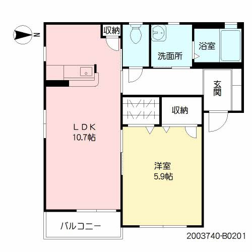 熊本市中央区八王寺町のアパートの間取り