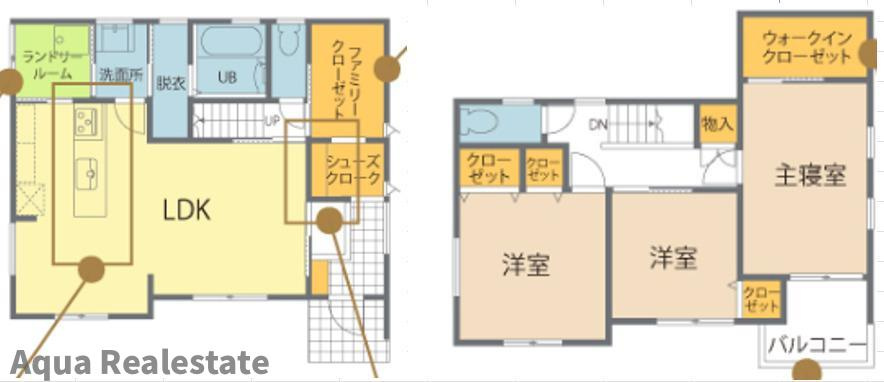 藍住町富吉字大向　新築分譲住宅の間取り