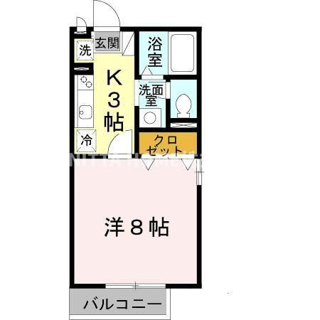 Ａｌｌ　ｆｏｒ　Ｏｎｅの間取り|駅から徒歩圏内◎最上階２階の１Ｋ◇
