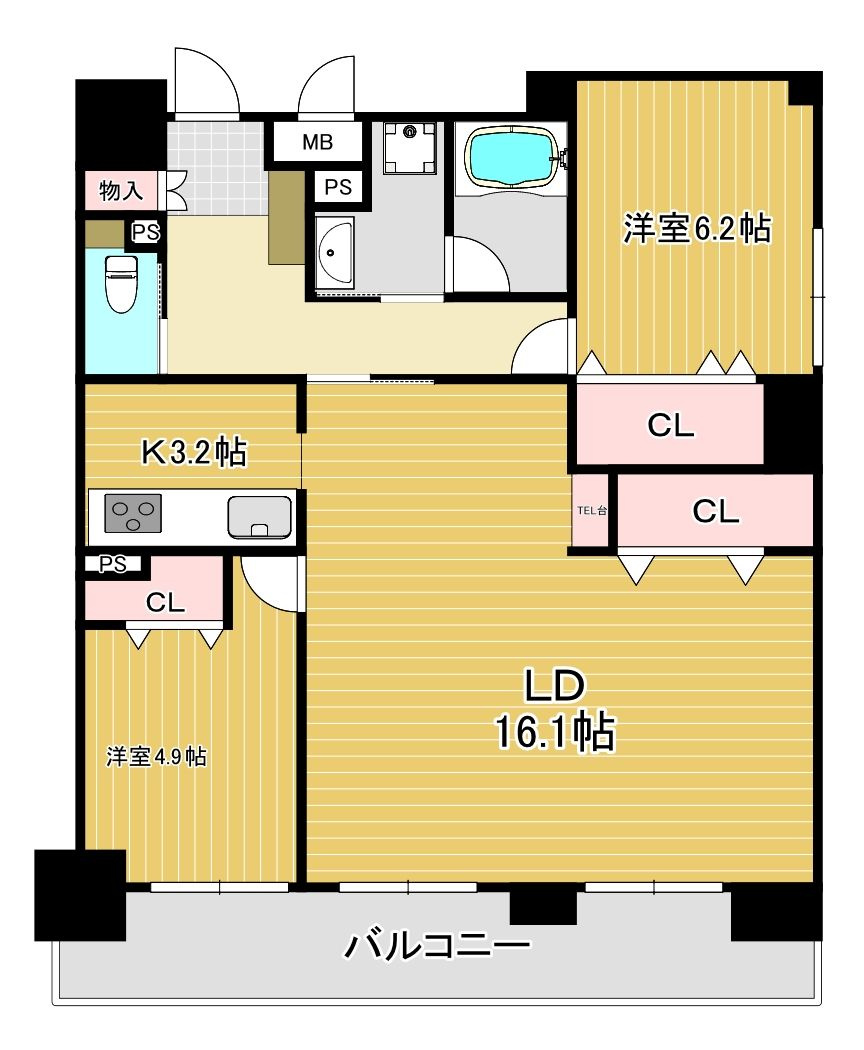 アメックス久留米六ツ門の間取り|使い勝手の良い間取りです♪