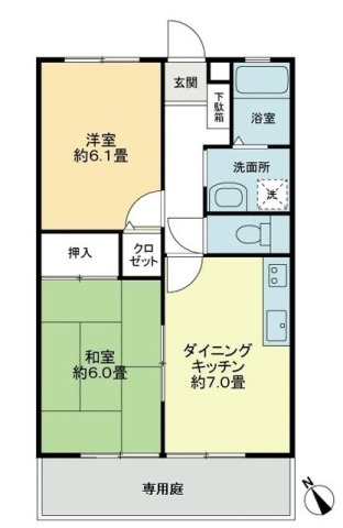 タートルハイツＡの間取り|間取図
